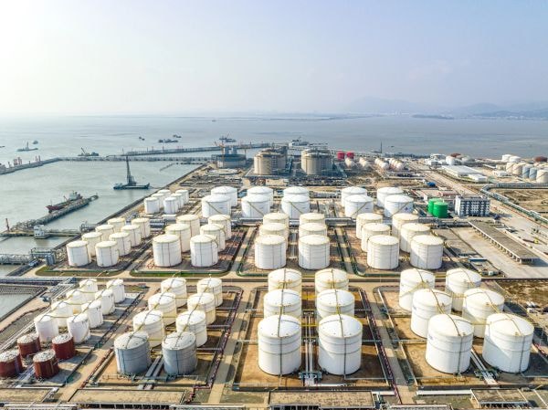 Aerial view of refinery facility